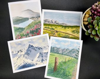Mountain Watercolor Notecards: Grand Tetons, Mountain Meadow, and More