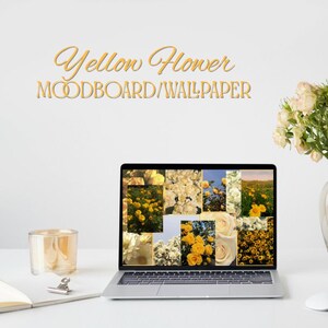 Yellow Floral Desktop Wallpaper: Botanical Floral Background (Digital Download)