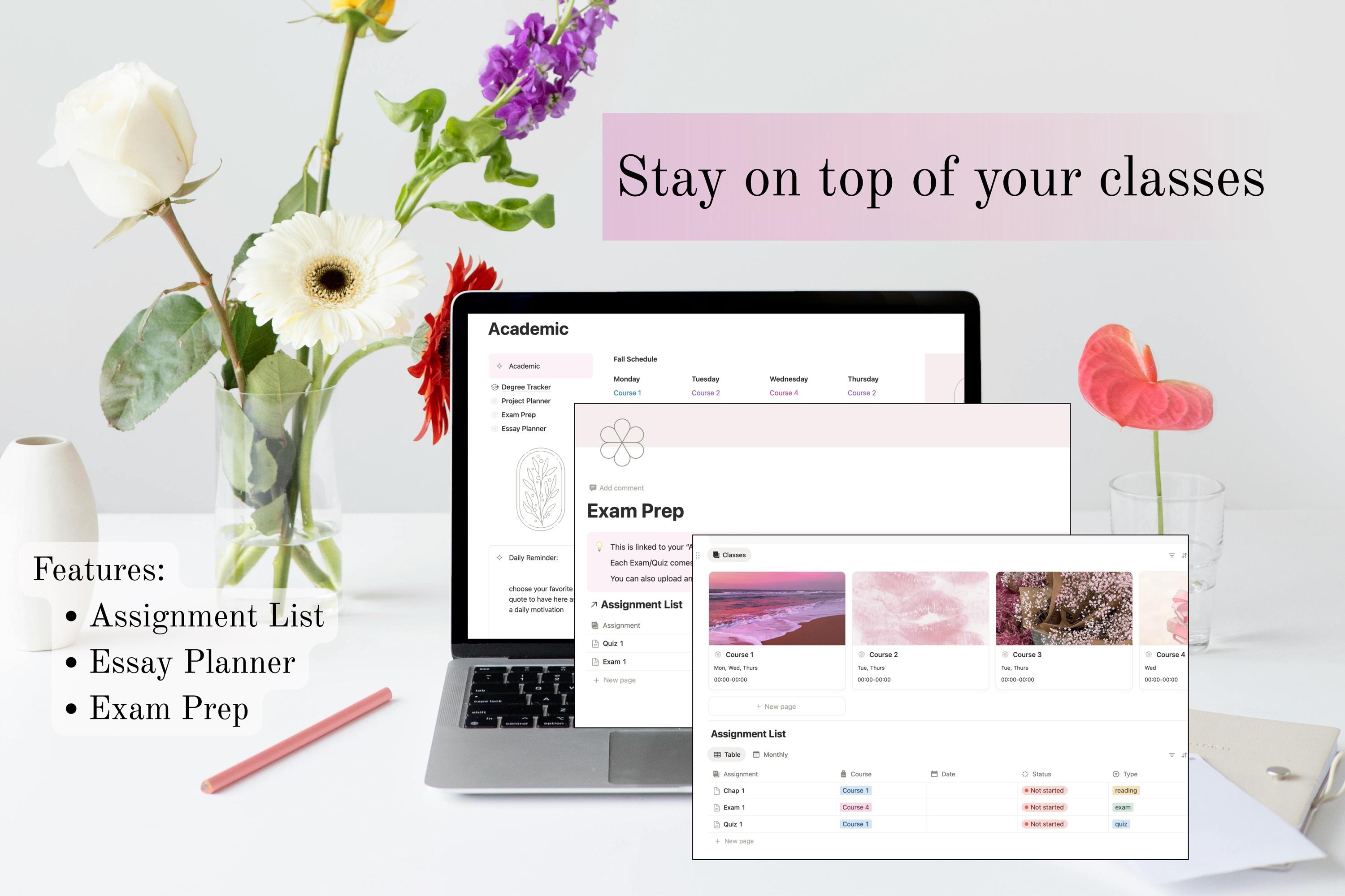 Pink Student Notion Template Bundle | Reading List Tracker + Career ...