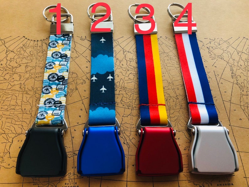 Mini Aircraft Seatbelt Bag Tag,Key Chain,Airline Colors,Aviation Gift,Pilot Gift,Flight Attendant Gift,Airline Inspired Gift image 2