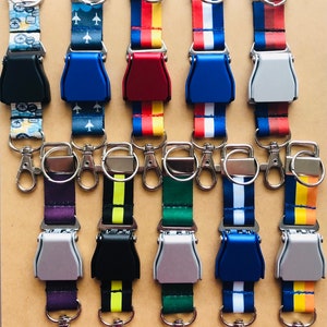 Mini Aircraft Seatbelt Key Holder,ID Badge,Key Chain,Airline Colors,Aviation Gift,Pilot Gift,Flight Attendant Gift,Airline Inspired Gift