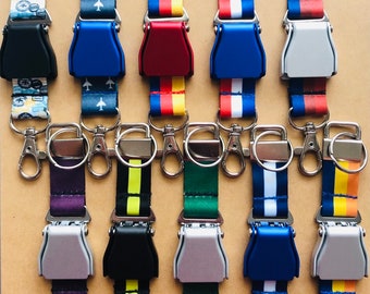 Mini Aircraft Seatbelt Key Holder,ID Badge,Key Chain,Airline Colors,Aviation Gift,Pilot Gift,Flight Attendant Gift,Airline Inspired Gift