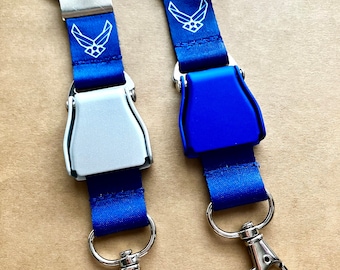 Mini Aircraft Seatbelt Key Holder,Air Force,ID Badge Holder,Key Chain,Aviation Gift,Pilot Gift,Flight Attendant Gift,Airline Inspired Gift