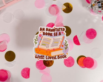 Annotated Book Club Vinyl Sticker | Waterproof Stickers, Bookish Stickers, Bookish Girl, Kindle Stickers, Laptop Stickers, BlushedDesignsCo.