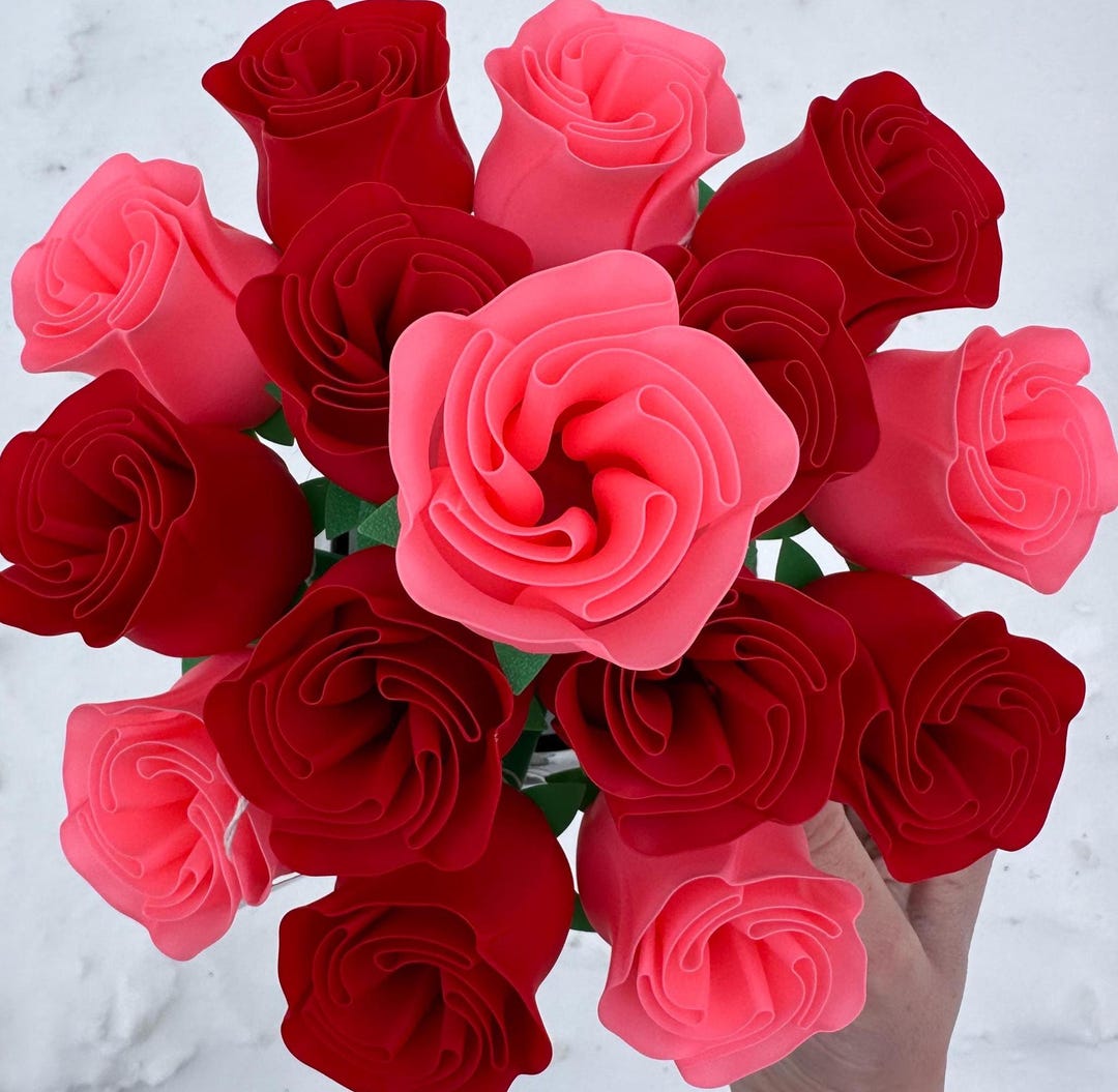 Customizable 3D Printed Roses With Stem – Forever Flowers for Every ...