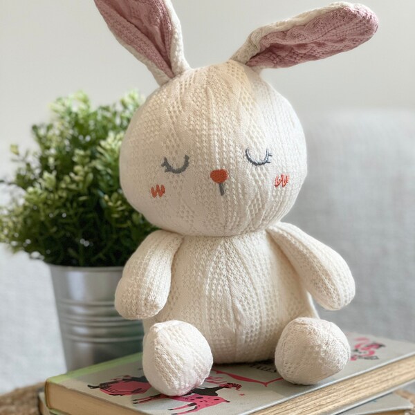 Knit bunny stuffed animal- baby gift