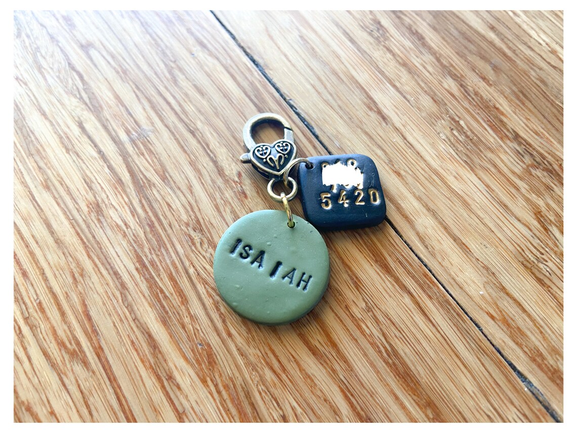 Polymer Clay Dog Tag and phone number Pet Id Tag Handmade Etsy