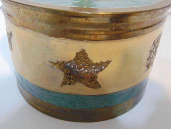 Vintage Brass Painted Beach Themed Trinket Box - image 4