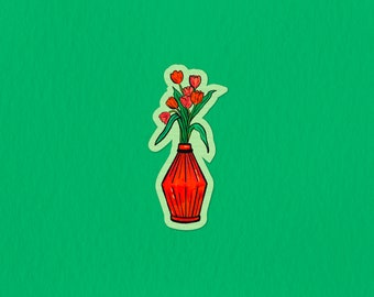 Tulip Vase Sticker | Durable Vinyl Sticker