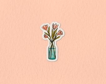 Lillies Vase Sticker | Durable Vinyl Sticker