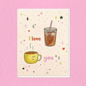 Te amo café / Tarjeta de felicitación ilustrada / A2 imagen 1