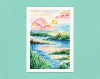 Río Pastel / Impresión 5x7 / Dibujo Digital