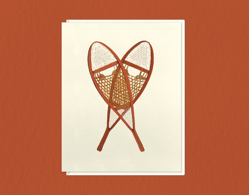 Snowshoes Illustrated Greeting Card A2 image 1