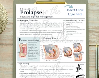 DIGITAL DOWNLOAD* Prolapse Patient Education Handout | Rectocele, Cystocele, Uterine Bulge 8.5 x11&quot; Handout Info | Pelvic Floor Health