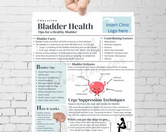 DIGITAL DOWNLOAD* Bladder Health Patient Education Handout | Bladder Irritants & Health 8.5 x11&quot; Handout Minimalist | Pelvic Floor Health