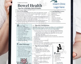 DIGITAL DOWNLOAD* Bowel Health Patient Education Handout | 8.5 x11&quot; Handout Flyer | Pelvic Floor Health Clinic- Fiber, Constipation, Tips
