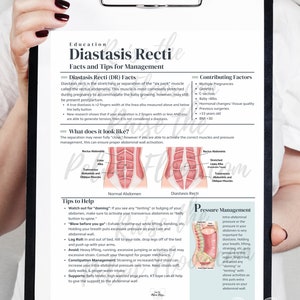 Diastasis Recti Patient Education Handout PDF Digital Download | Postpartum Core Muscles- Pelvic Floor Health Practitioner resource flyer
