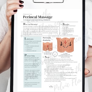 Digital Download* Perineal Massage Instruction Handout Flyer- Pregnancy Labor Prep| Pelvic Floor PT, Midwife, RN, OBGYN| Skin Muscle Stretch