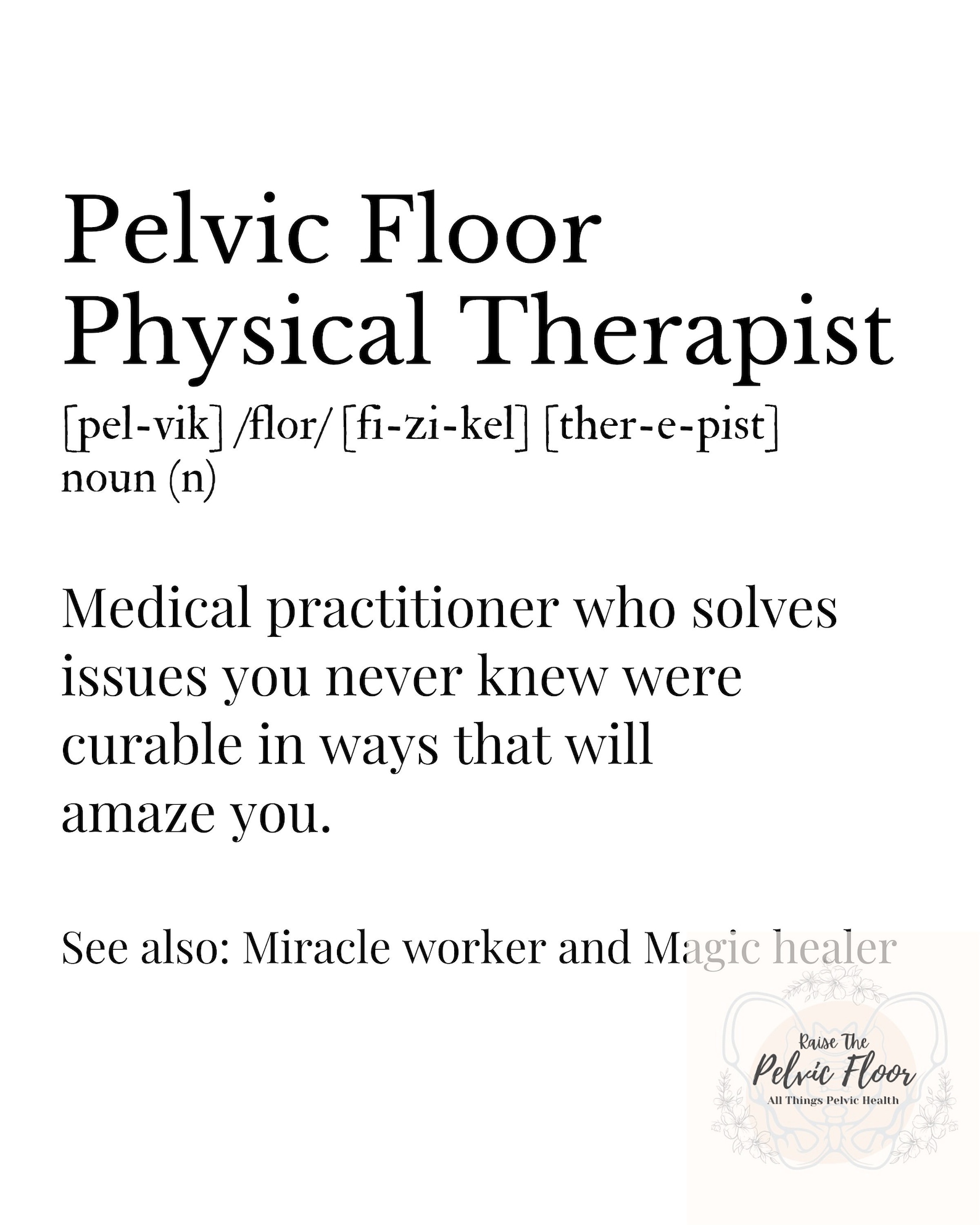Pelvic Floor Physical Therapist Definition Poster Etsy