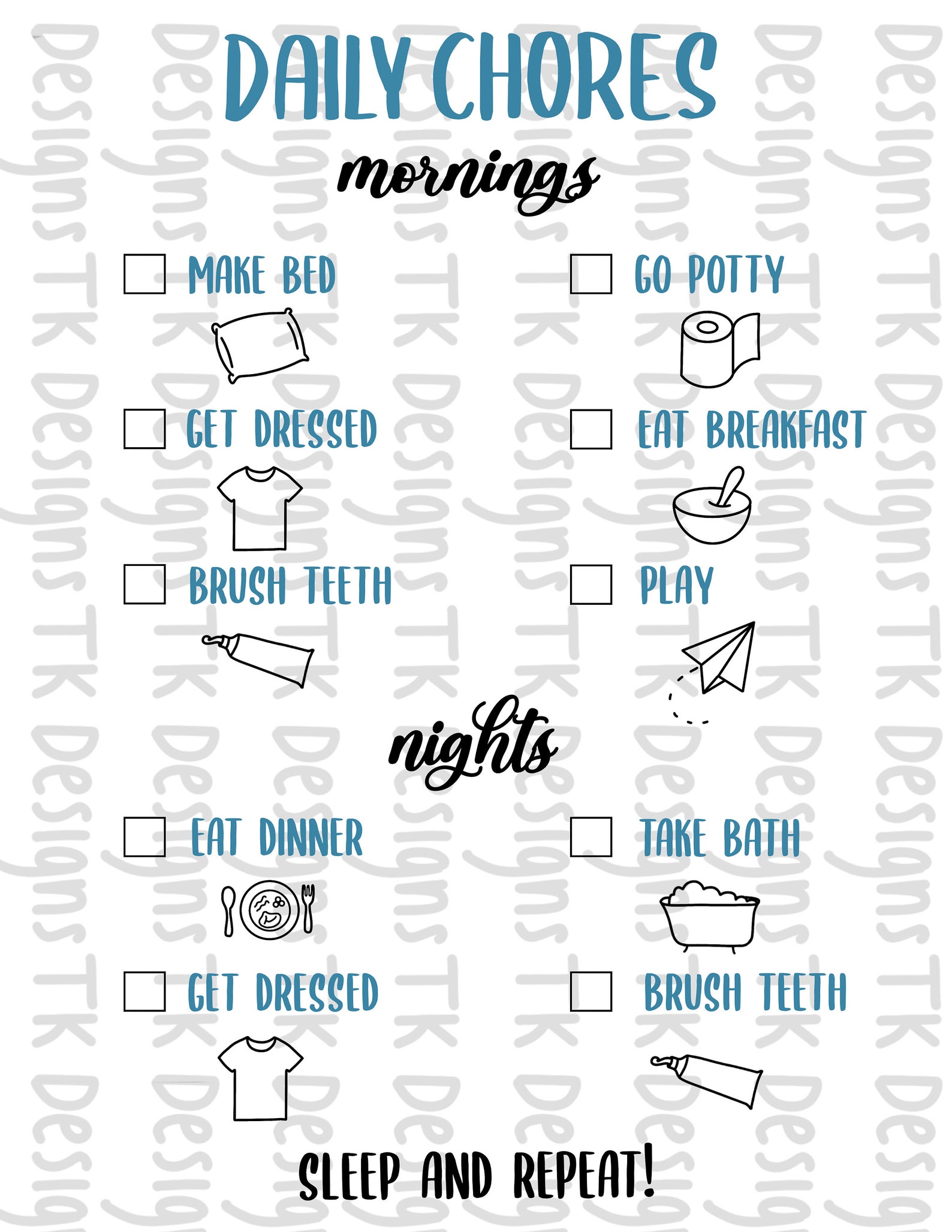 Printable Kids-toddler Chore Chart - Etsy