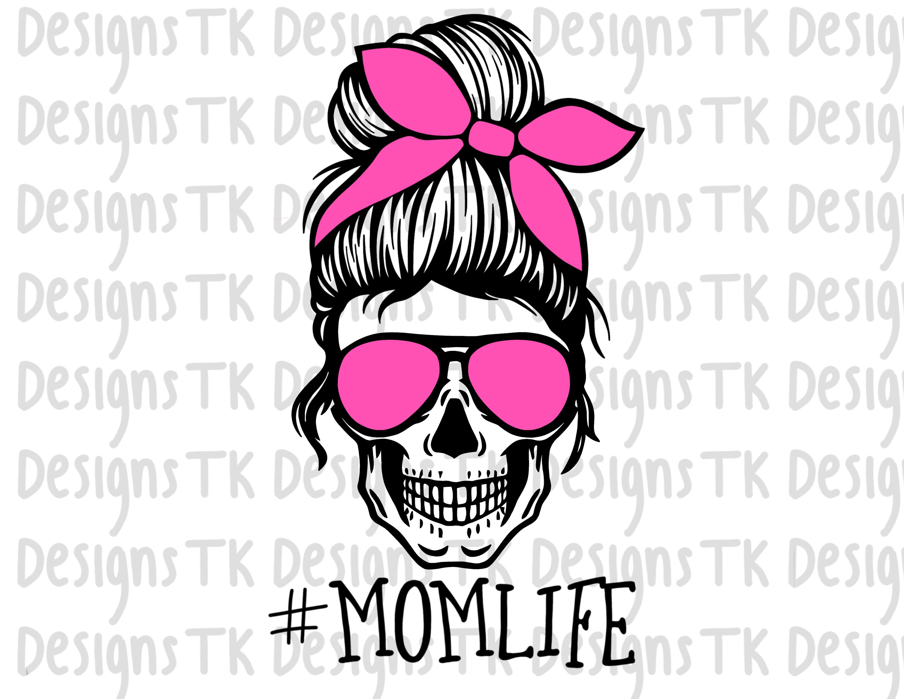 Download Mom life skull svg mom bun | Etsy