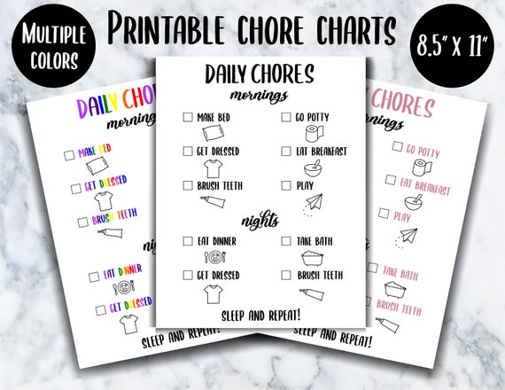 Printable Kids-toddler Chore Chart - Etsy