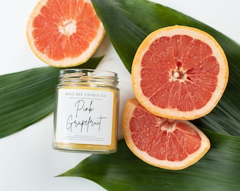 Pink Grapefruit Beeswax Candle