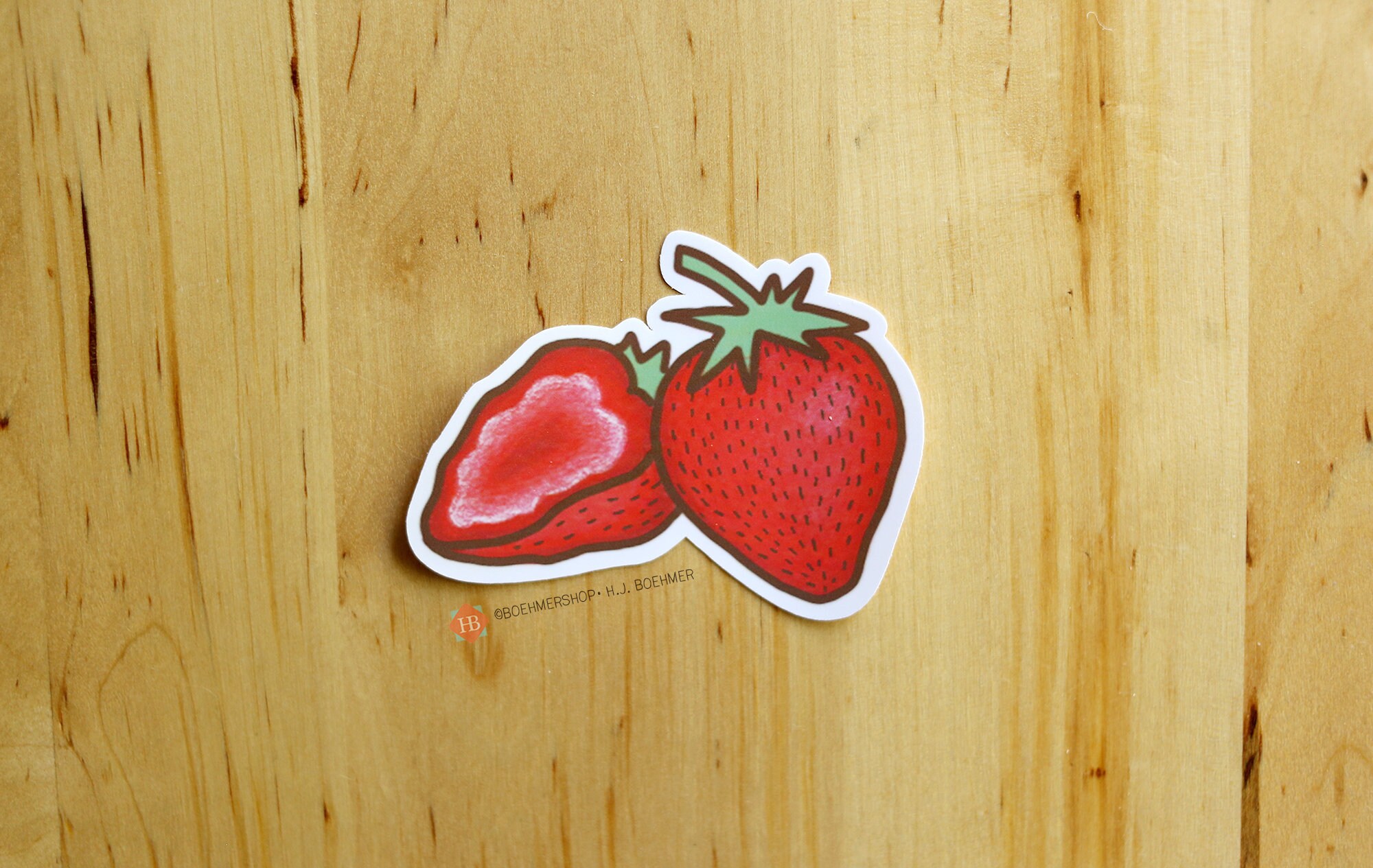 Strawberry Sticker Large Cute Strawberries Sticker Red Etsy
