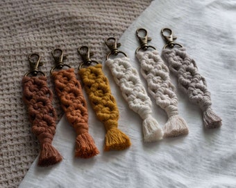 Earthy Macrame Fringe Keychain | Macrame Tassel Keychain | Keychain for Bridesmaid Gift | Boho Macrame Keychain | Handmade Macrame Keychain