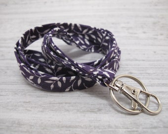 Purple Leaf Fabric Lanyard for Teachers or Students | Back to School Gift | ID Badge Holder | Teacher Gift | Teacher Lanyard