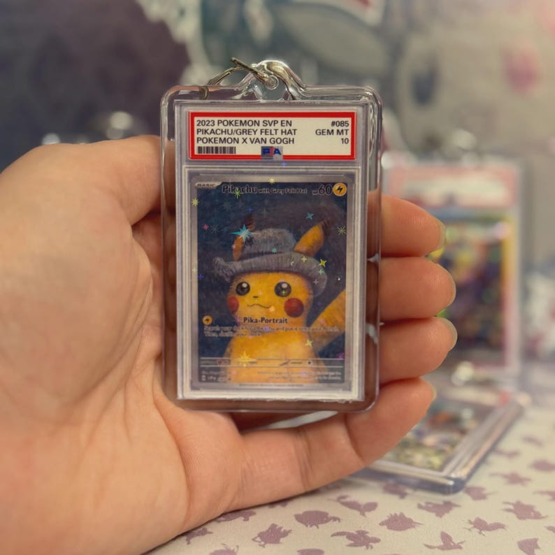 Mini Custom Graded Trading Card Keychain - Eevee, Charizard, Pikachu, and More! 3 Inches