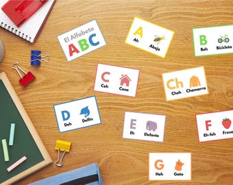 Spanish Alphabet Flashcards -  Tarjetas del Alfabeto Español