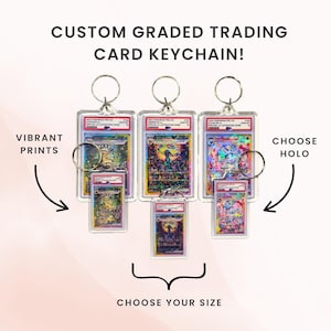 Mini Custom Graded Trading Card Keychain - Eevee, Charizard, Pikachu, and More! image 2