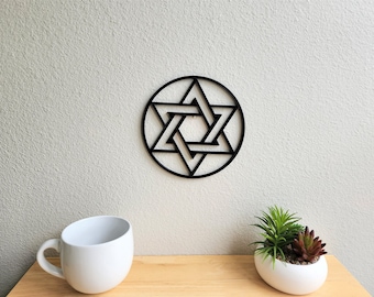 Circular Star of David Wall Art | Star of David Religious Wall Decor | Jewish Wall Art | Judaism | Hexagram | God Isreal Torah | Magen David