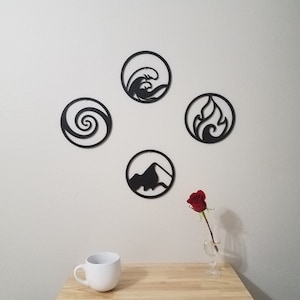 Four Elements Wall Decor | Circular Wall Art | Home Decor | 3D Printed Wall Art | Nature Signs | Hanging Wall Art | Fire, Earth, Water, Air