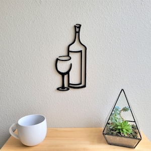 Wine Bottle Decor | Wine Glass Art | Wine Bottle Art | Wine Art | Half Bottle Wall Decor | Cute Home Decor | Minimalist Wall Art | Home Art