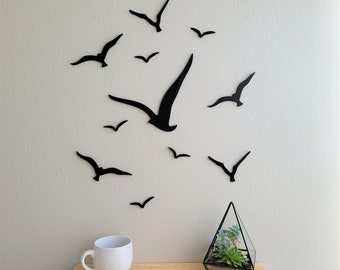 Seagull Flock Wall Art | 3D Printed Beach Decor, Full Set of Seagulls