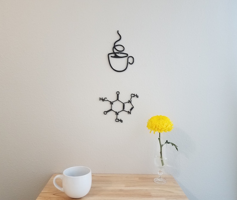 3D Printed Coffee Cup Wall Art | Caffeine Molecule Set - Etsy