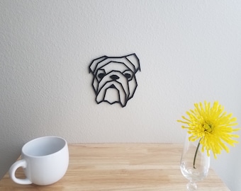Geometric Bulldog Wall Art | 3D Printed PLA Decor
