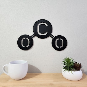 Carbon Dioxide Molecule Wall Art | Carbon Molecule | CO2 Molecule | 3D Printed Molecule | Cute Home Decor | Chemistry Decor