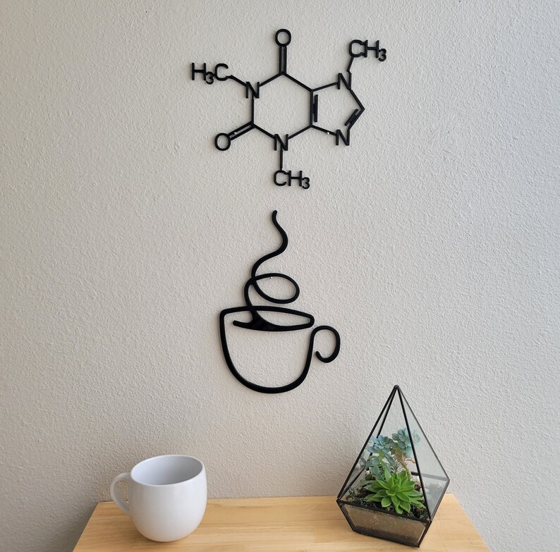 3D Printed Coffee Cup Wall Art | Caffeine Molecule Set - Etsy