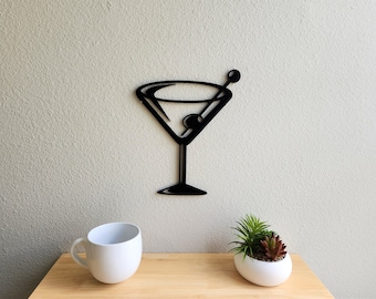 3D Printed Martini Glass Wall Art | Bar Decor