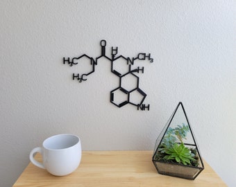 LSD Molekül Wand Kunst | 3D Gedrucktes Chemie-Dekor