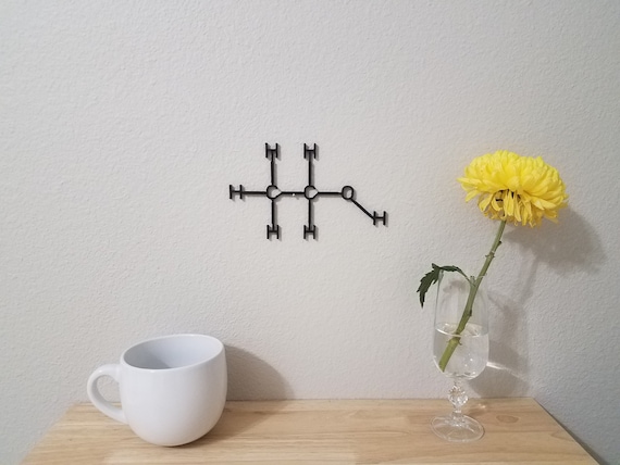 Ethanol Molecule Wall Decor | 3D Printed PLA Plastic