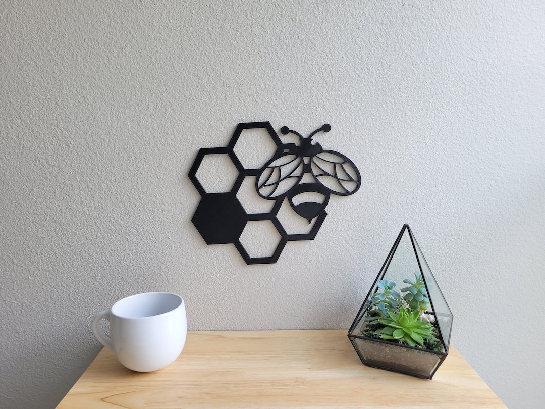 kitchen wall art | bee art print | honey bee decor |... Bee Honeycomb Wall Art | Six Honeycomb Bee Wall Art | Honey Bee Wall ...