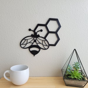 Bee Honeycomb Wall Art | Three Honeycomb Bee Wall Art | Honey Bee Wall Art | Bumble Bee Wall Art | Bee Decor | Cute Home Decor | Bee Art