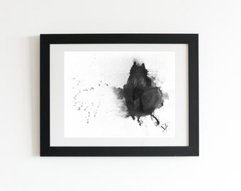 Cat art print, Black Cat Art, Black Cat Print, Cat Art, Abstract cat art print, Cat mom gift, Cat lover gift, Cat wall art,  Black cat