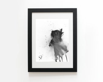 Black Cat Art Print Sneaky Black Cat Wall Decor Watercolor Painting ...