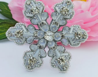 Broche ster sneeuwvlok Geborduurde handgemaakte broche Kerstdecoratie