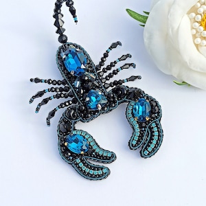 Zodiac scorpio brooch Black Scorpion Scorpio Pin Scorpio  zodiac jewelry brooch Zodiac gift Beaded brooch Insect jewelry